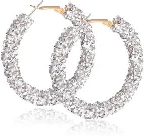 2" Glitter Hoops - Silver