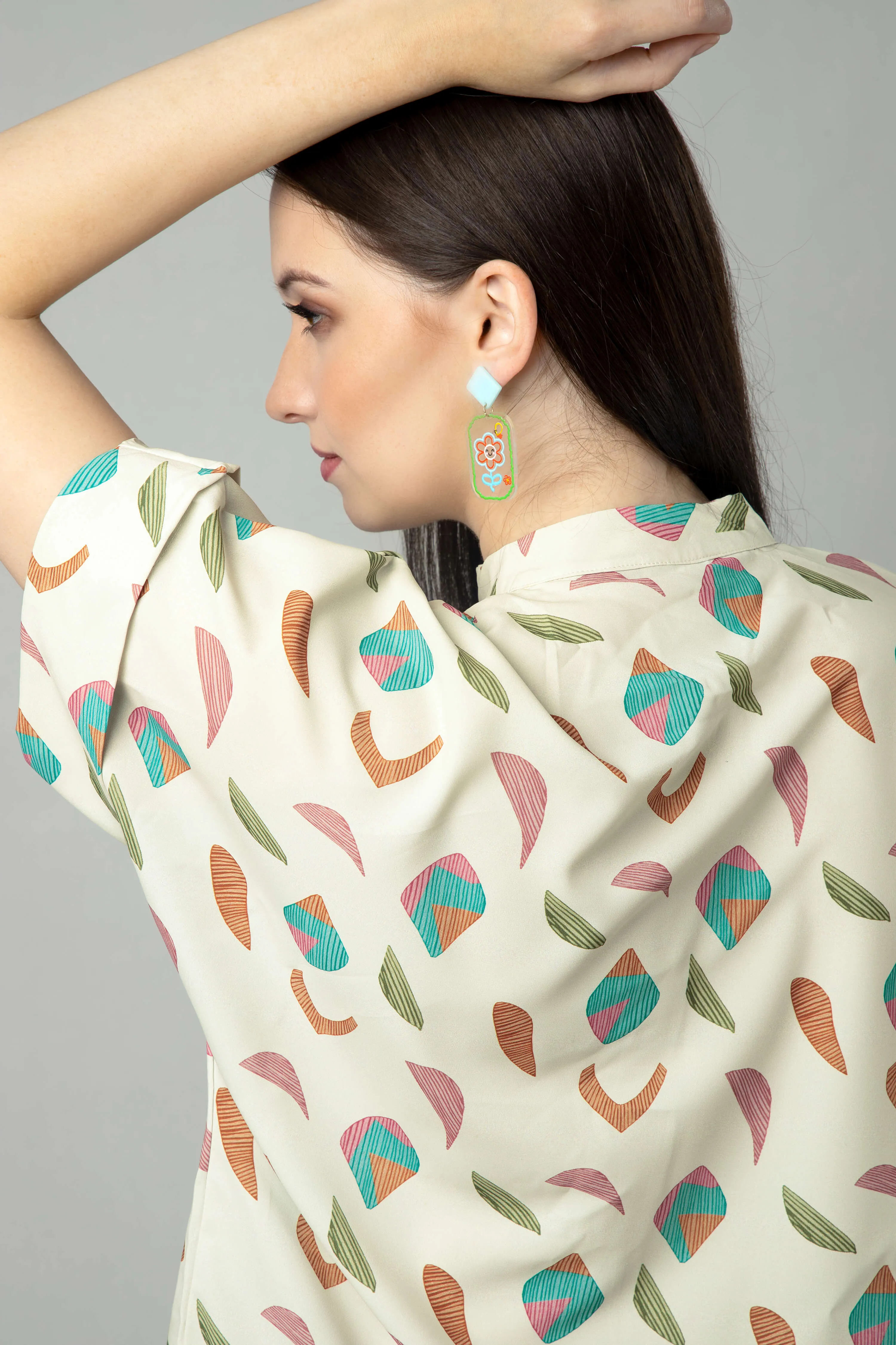 Abstract V Neck Top