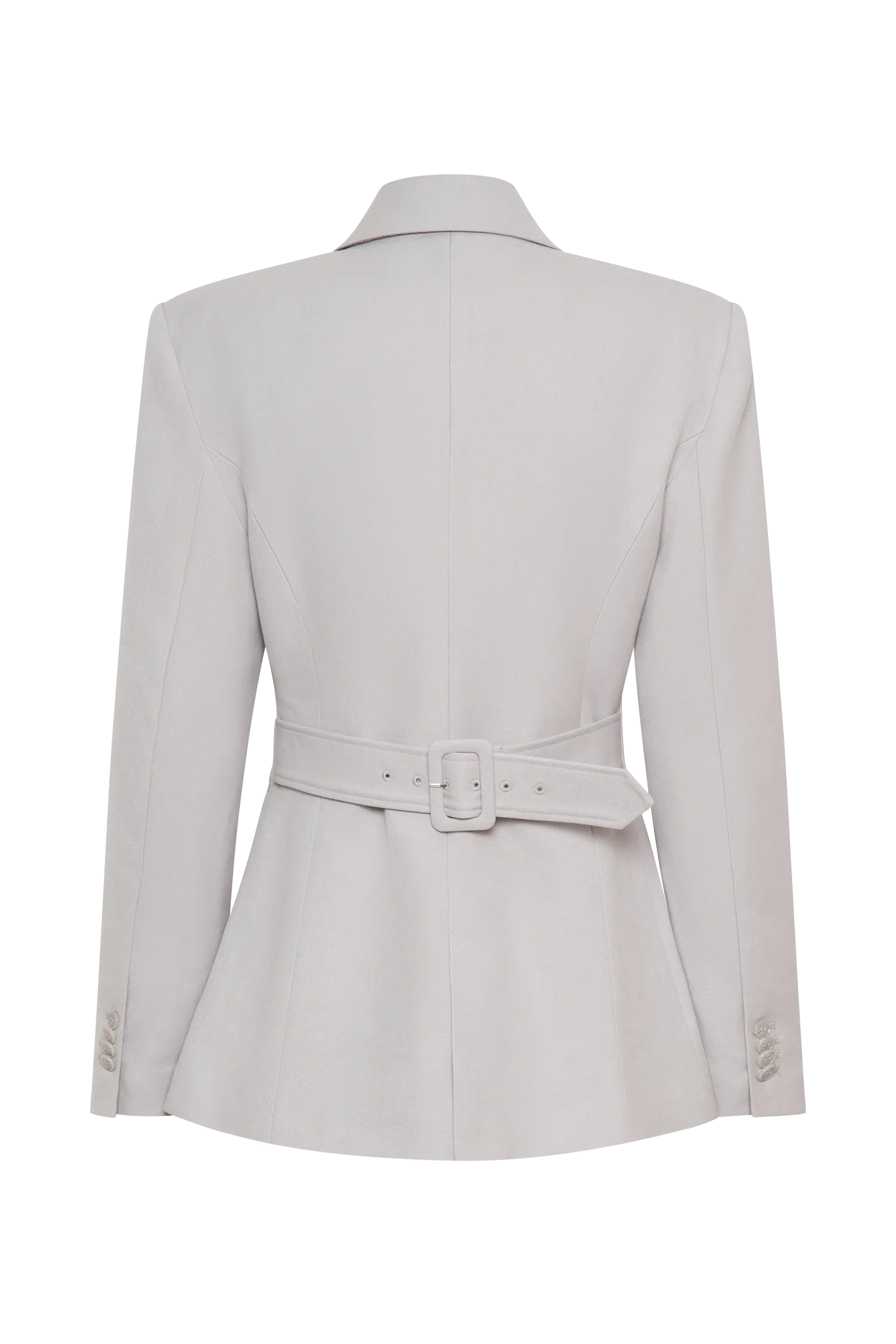 Stylish Grey Cinched Blazer for a Tailored Look