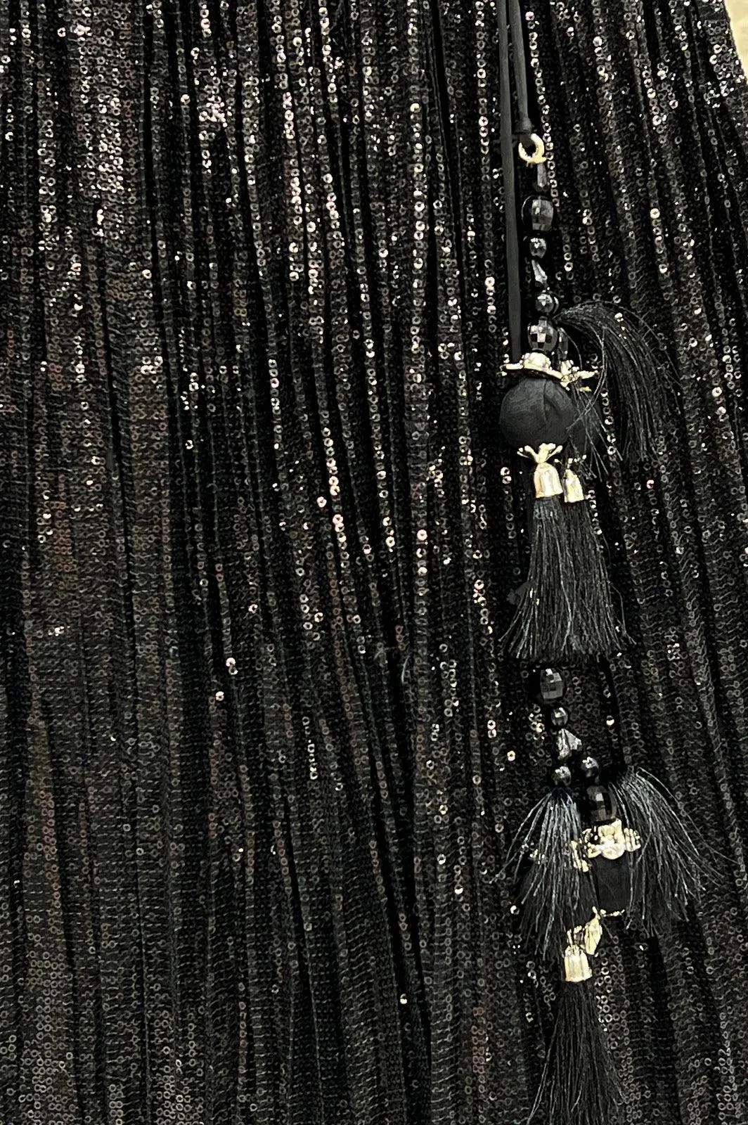 Black Beads and Sequins work Crop Top Lehenga