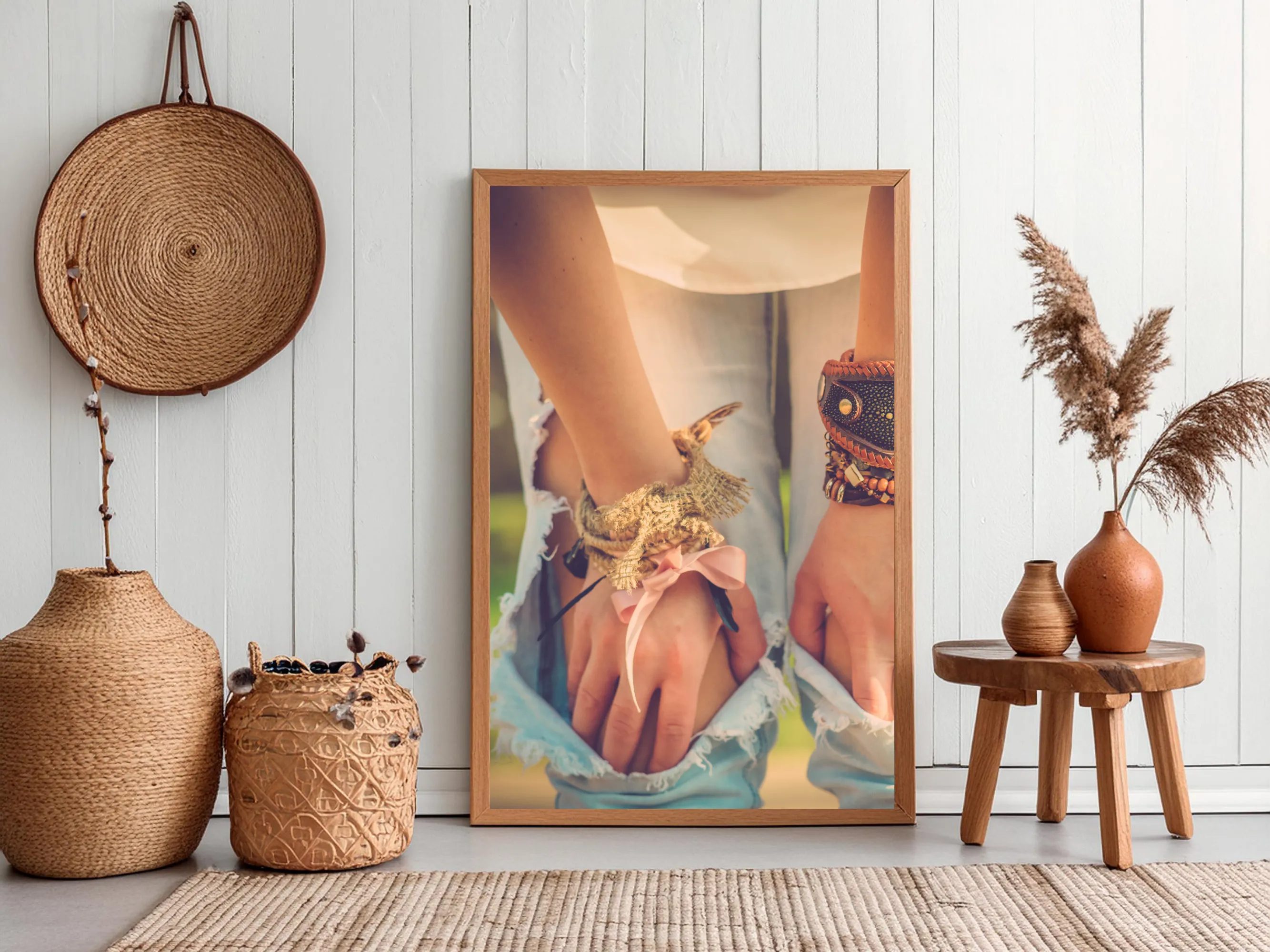Boho Style Kneeling Hands Photography Wall Art