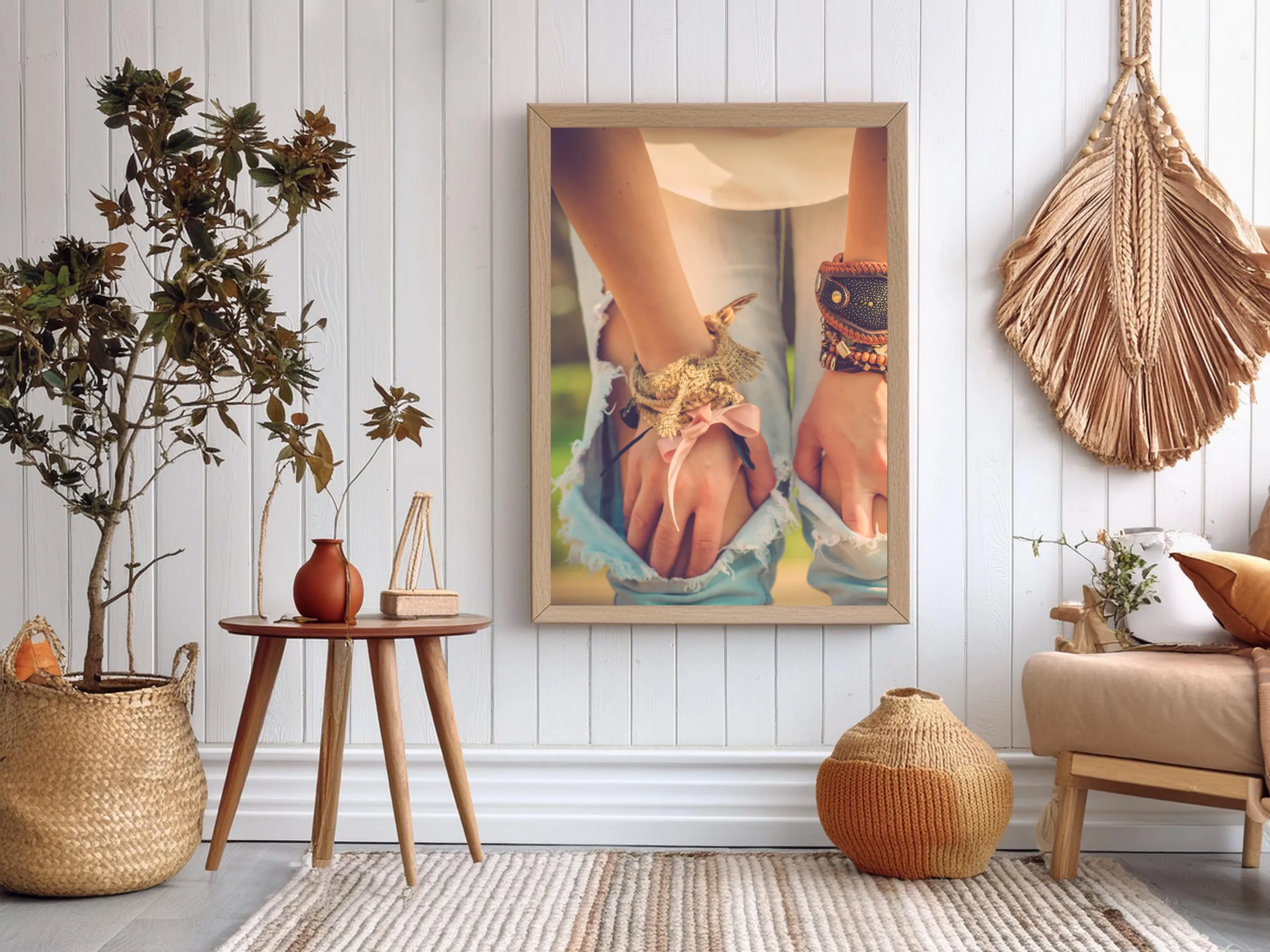 Boho Style Kneeling Hands Photography Wall Art