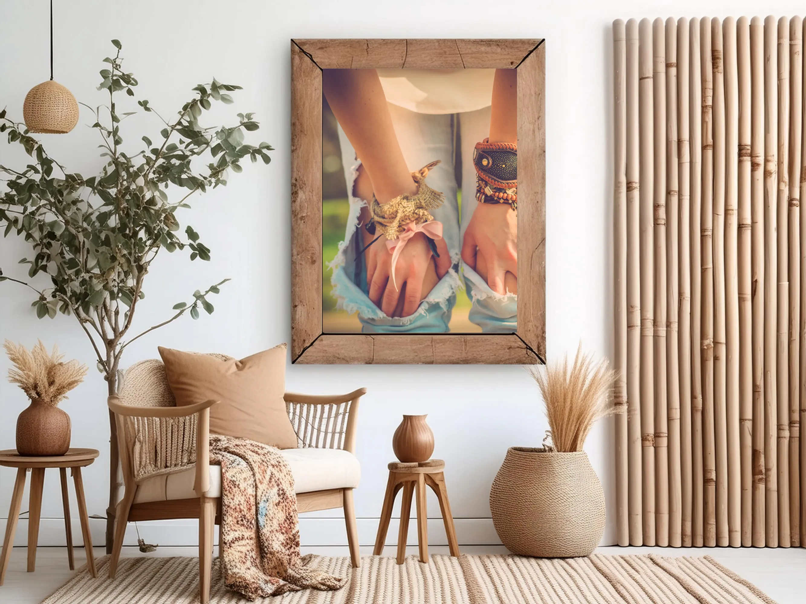 Boho Style Kneeling Hands Photography Wall Art