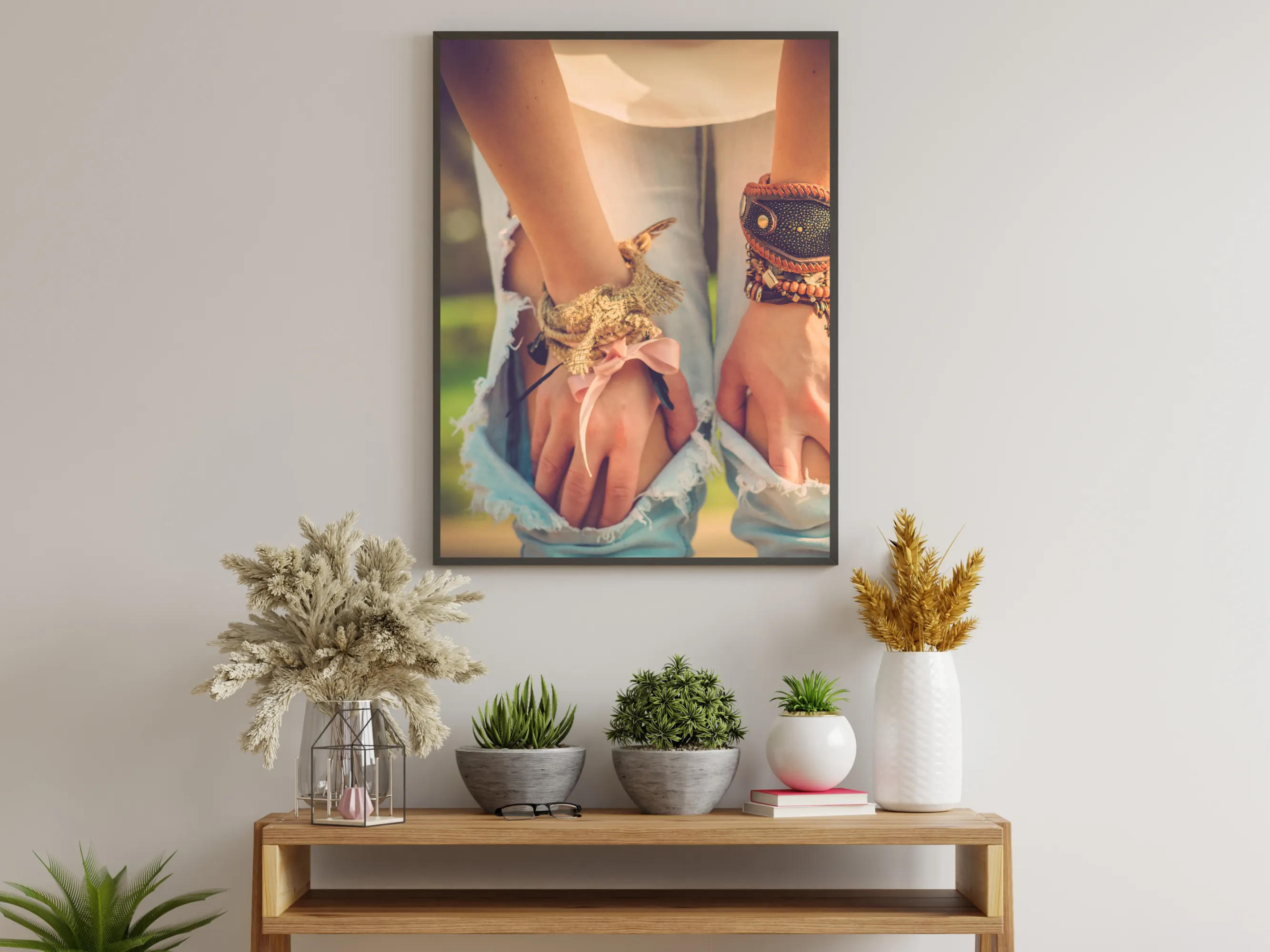 Boho Style Kneeling Hands Photography Wall Art