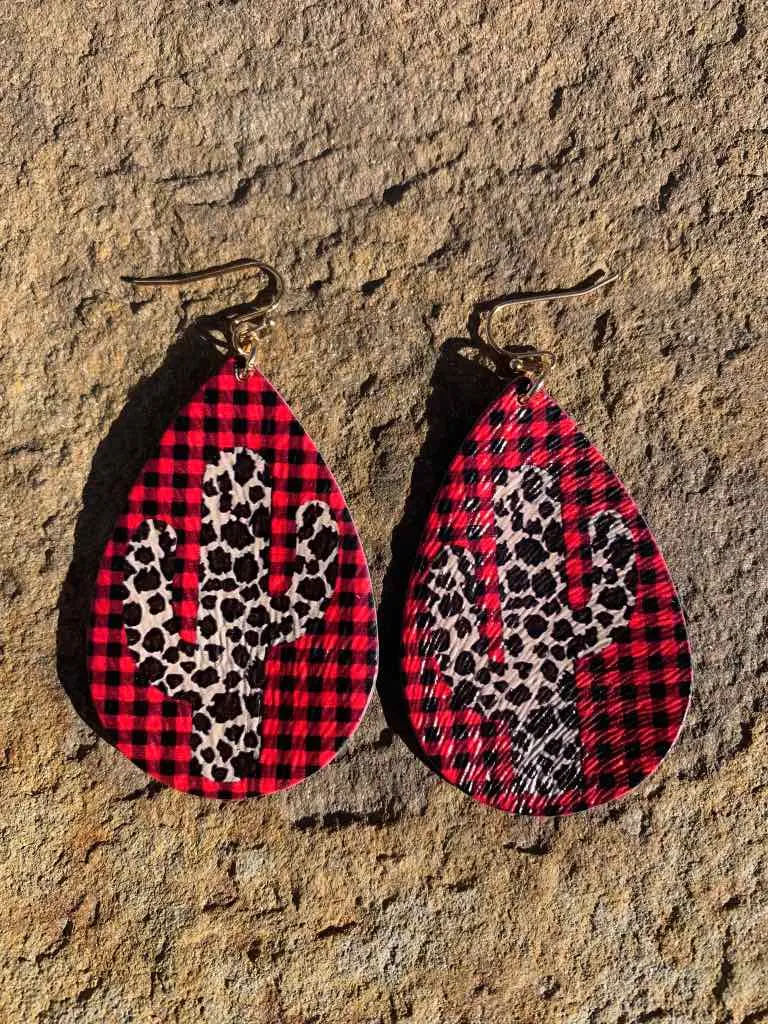 Buff Check Teardrop Earrings