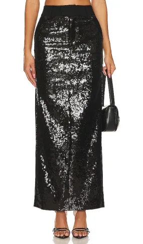 Camila Coelho Venning Sequin Maxi Skirt in Black