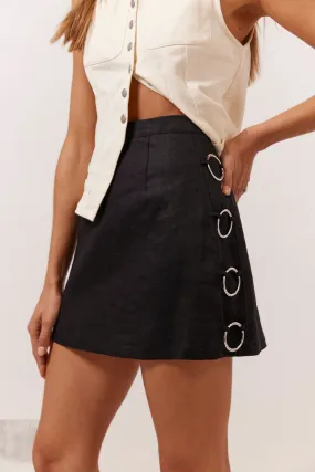Chic Black Linen Mini Skirt - Perfect for Nights Out