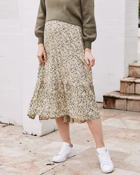 Radiant Yellow Floral Print 2-in-1 Maternity Maxi Skirt by Ellie