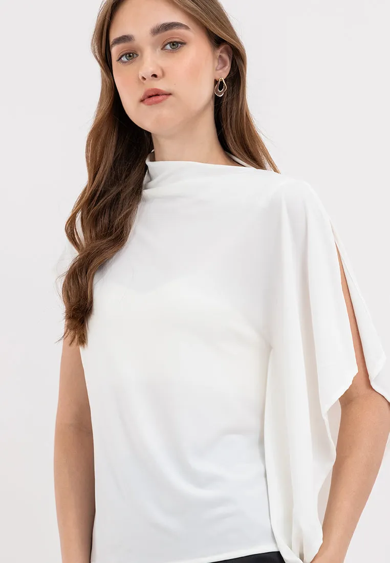 Emi Asymmetric Drape Sleeves Top