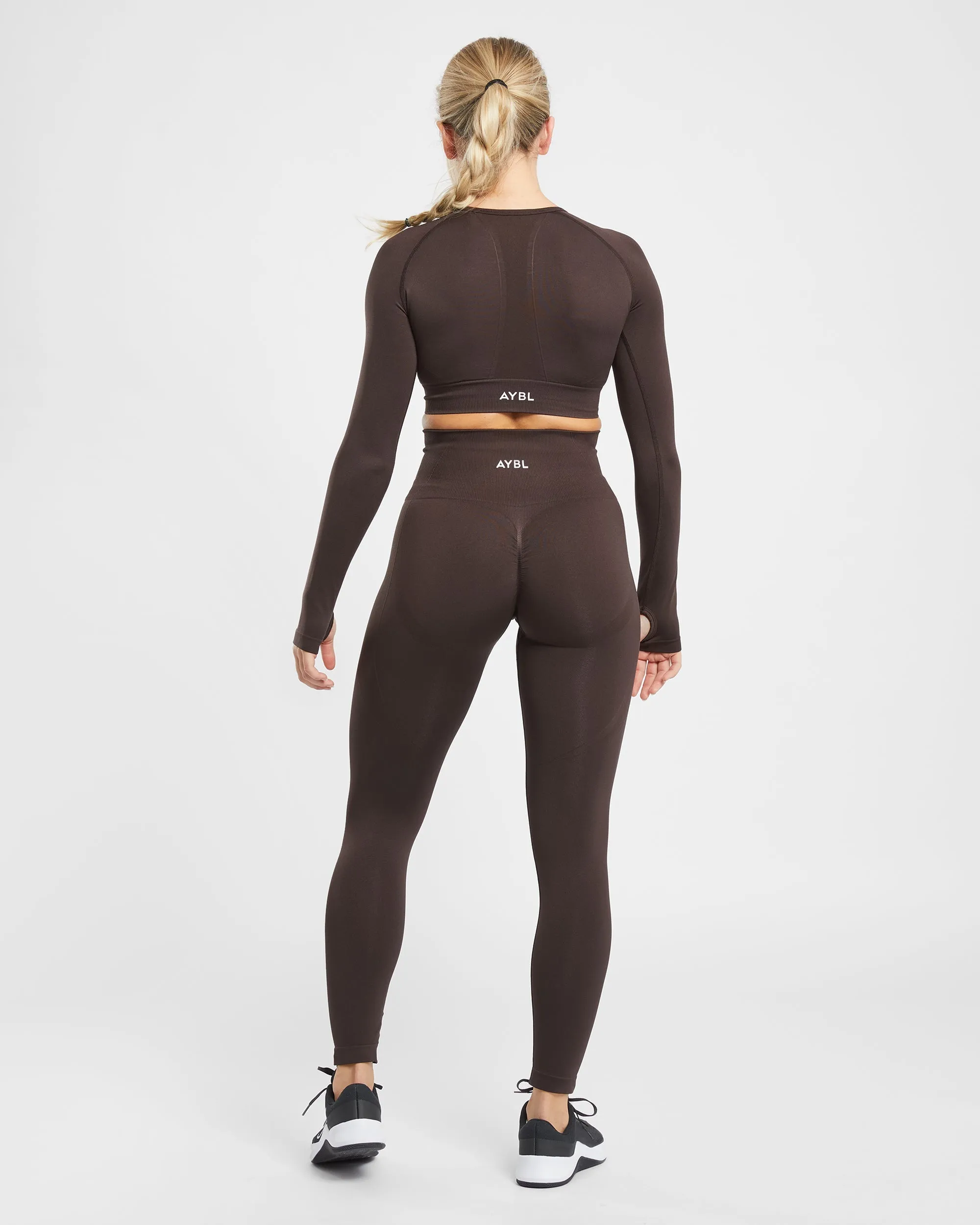 Empower Seamless Long Sleeve Cropped Top - Rich Cocoa Brown