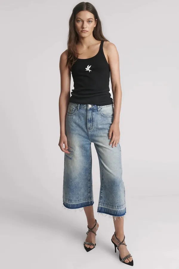 FINE RIBBED SINGLET - BLACK