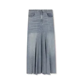 Flared Denim Skirt| Light Denim