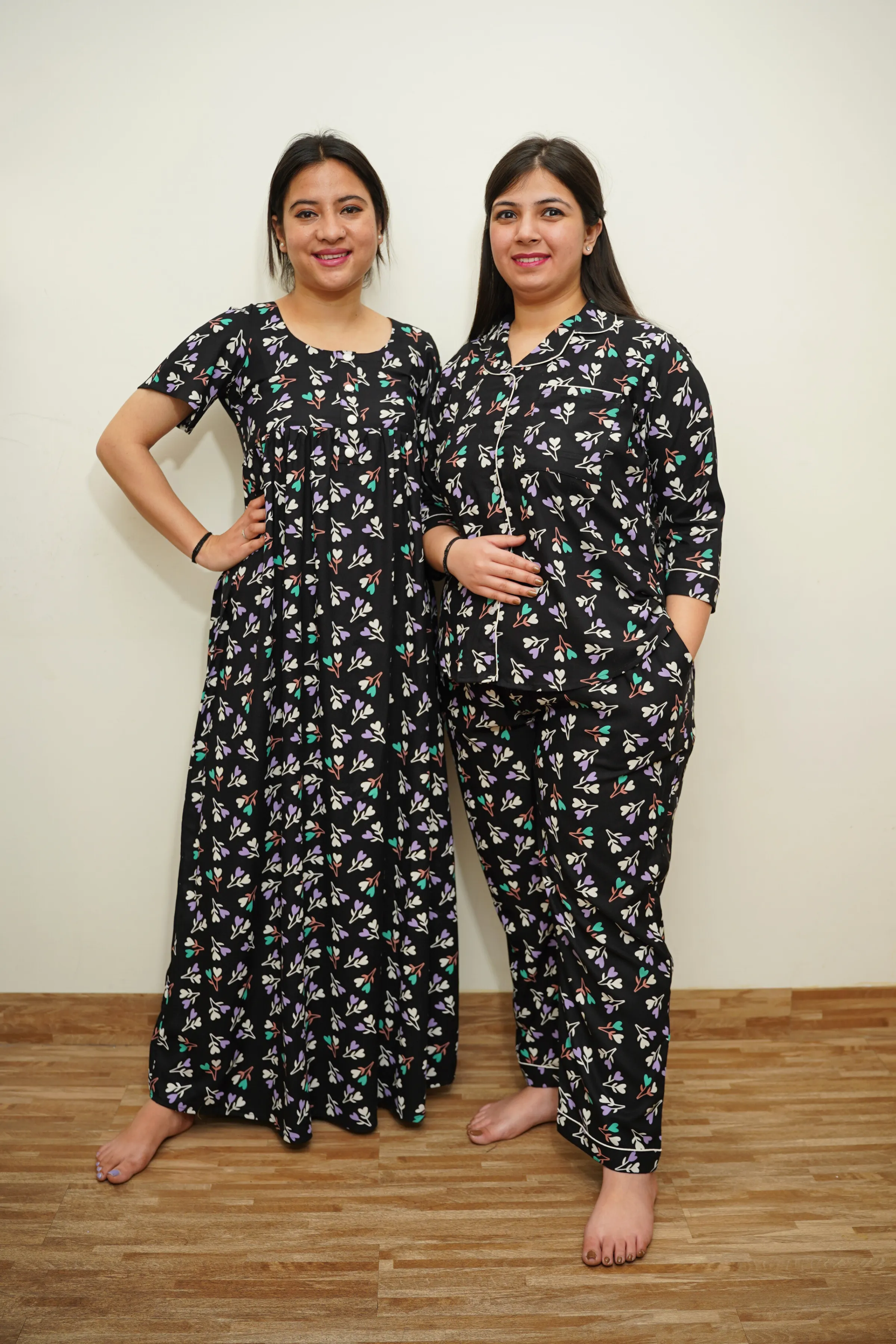 Midnight Blossom Rayon Night Gown