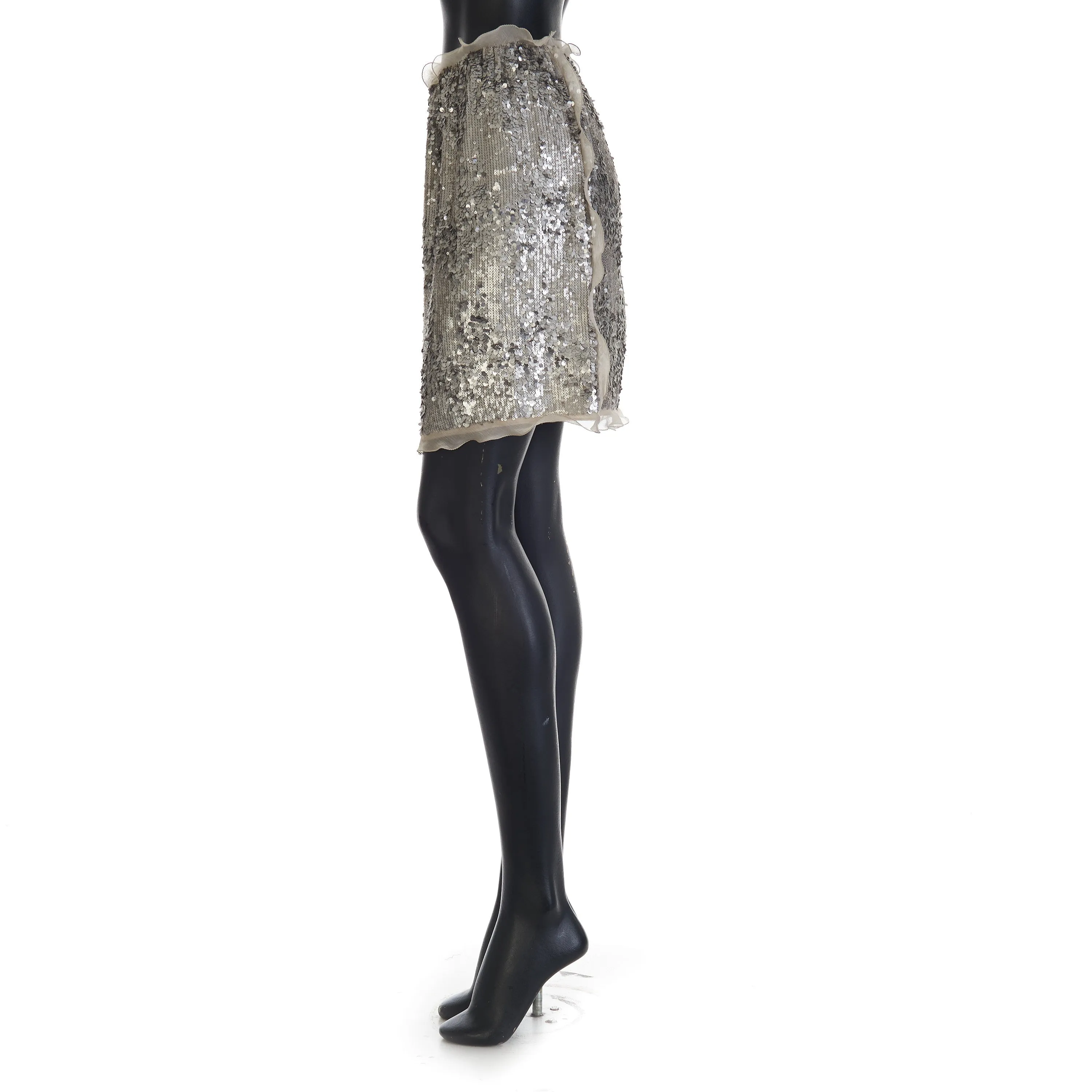 Miniskirt With Silver Sequin Embroidery