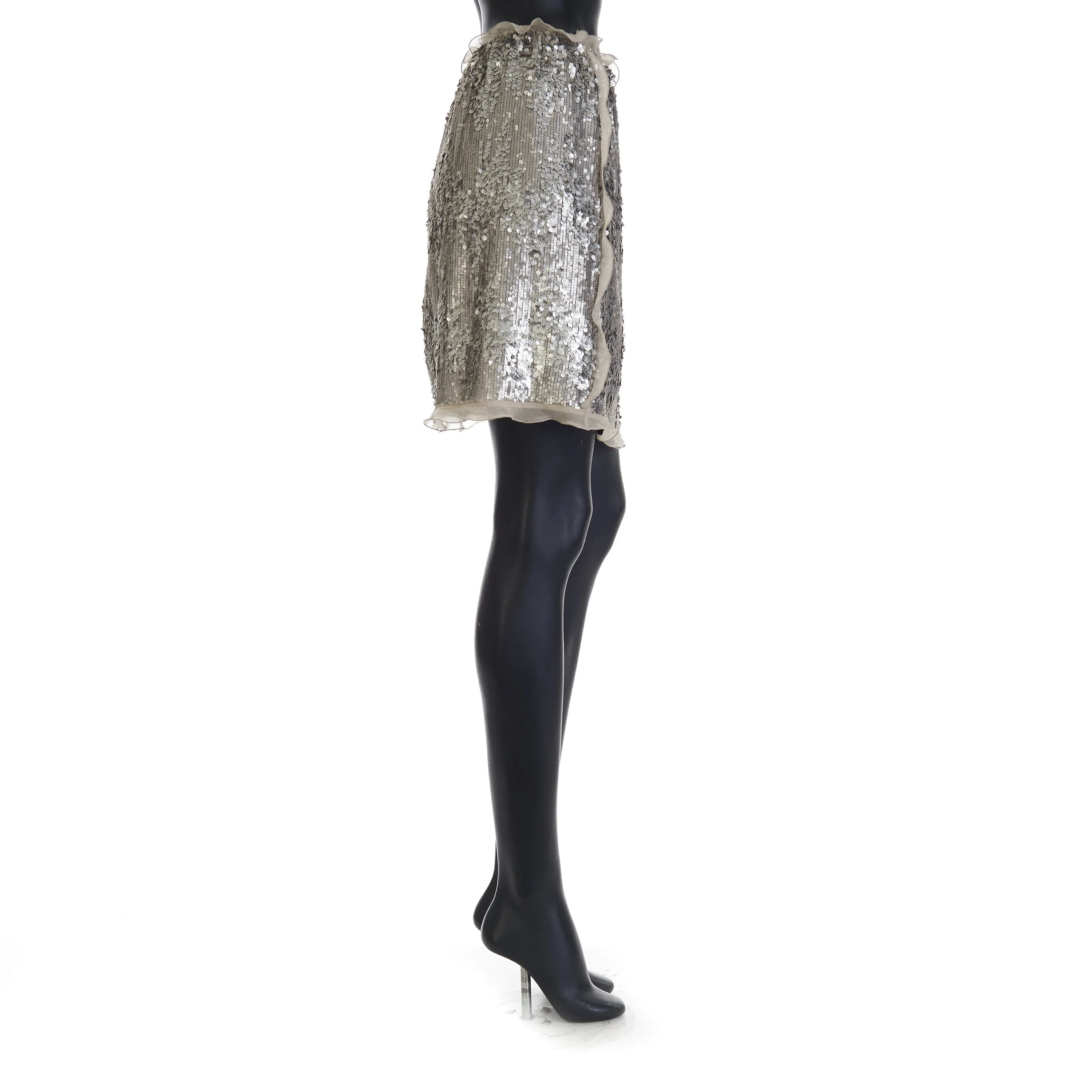 Miniskirt With Silver Sequin Embroidery