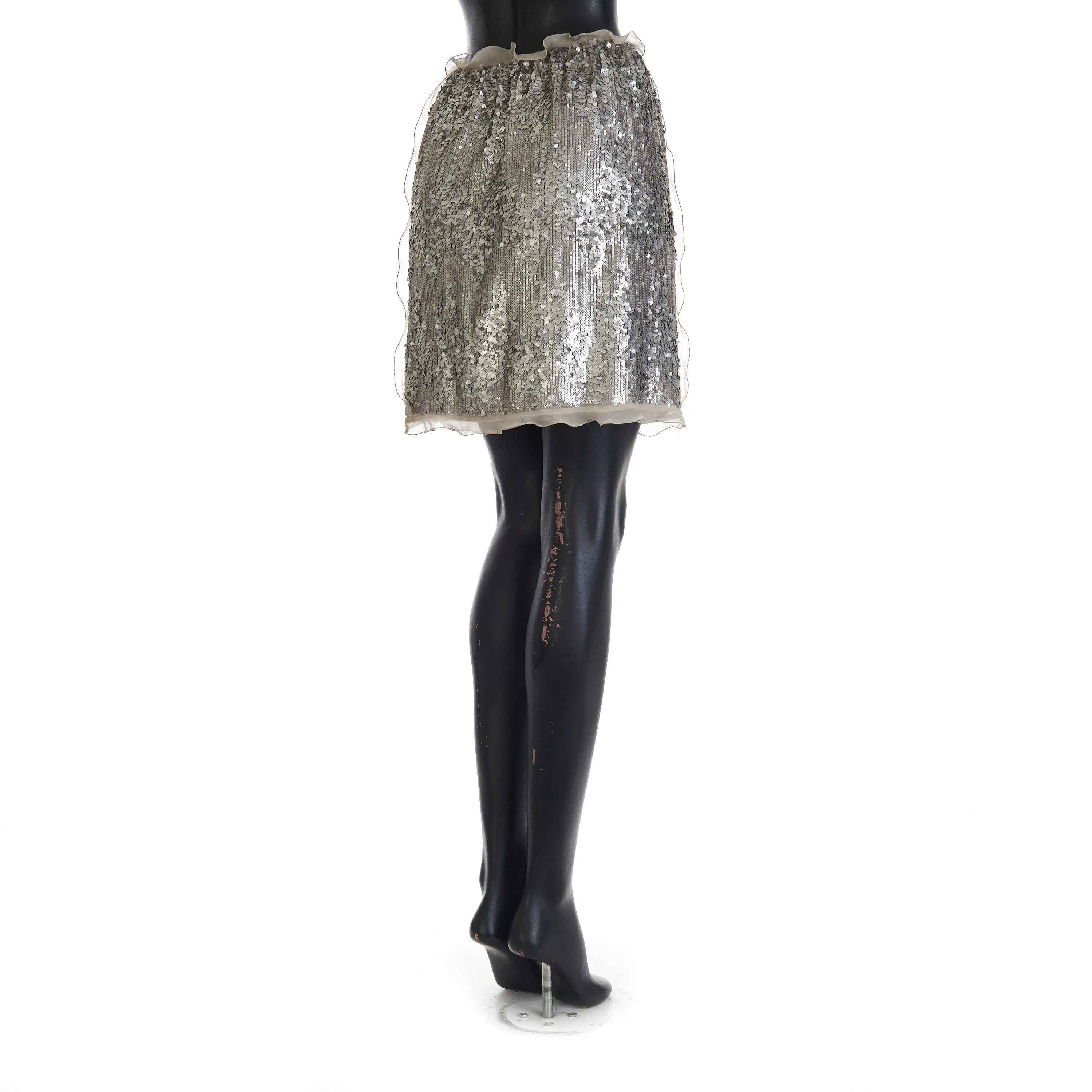 Miniskirt With Silver Sequin Embroidery