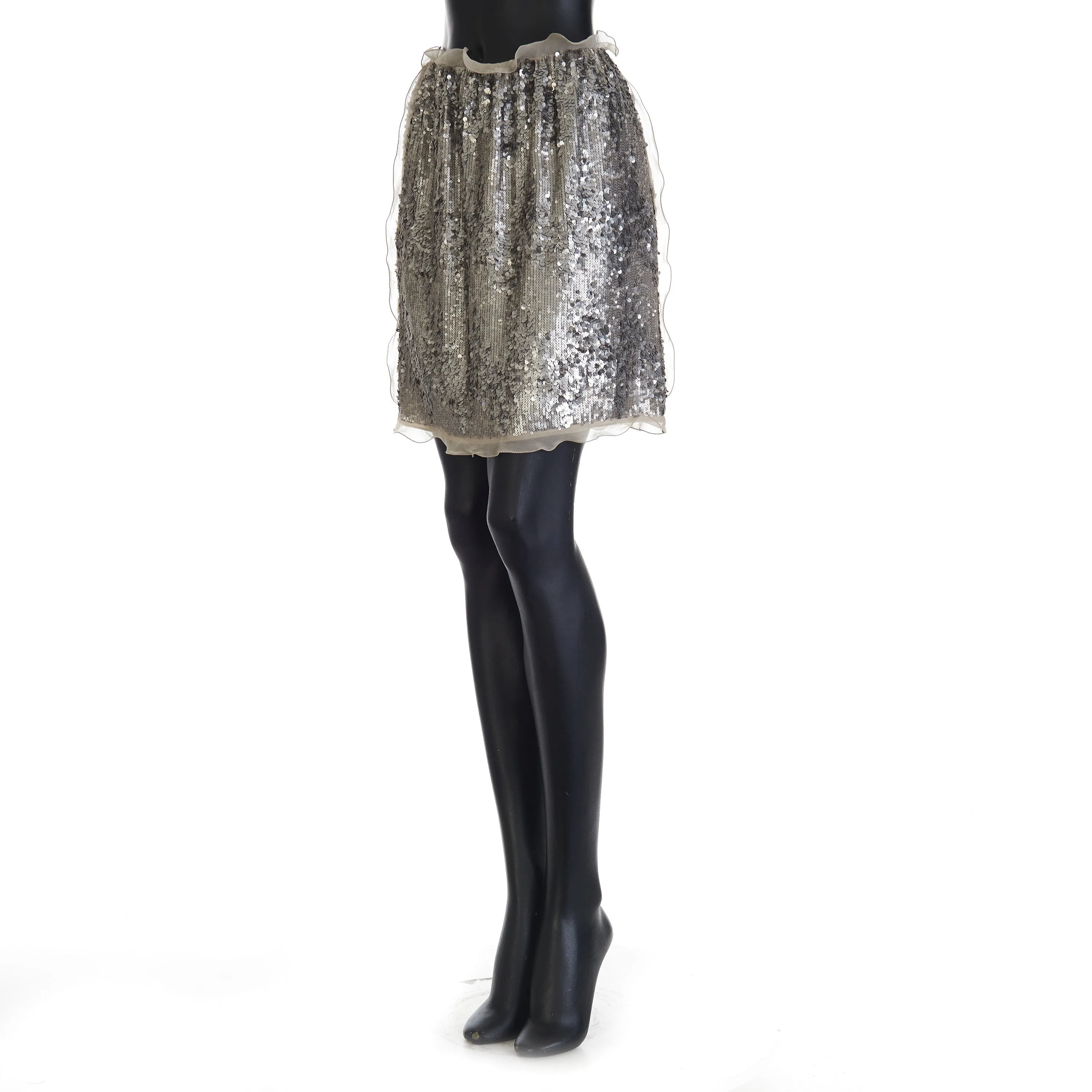 Miniskirt With Silver Sequin Embroidery