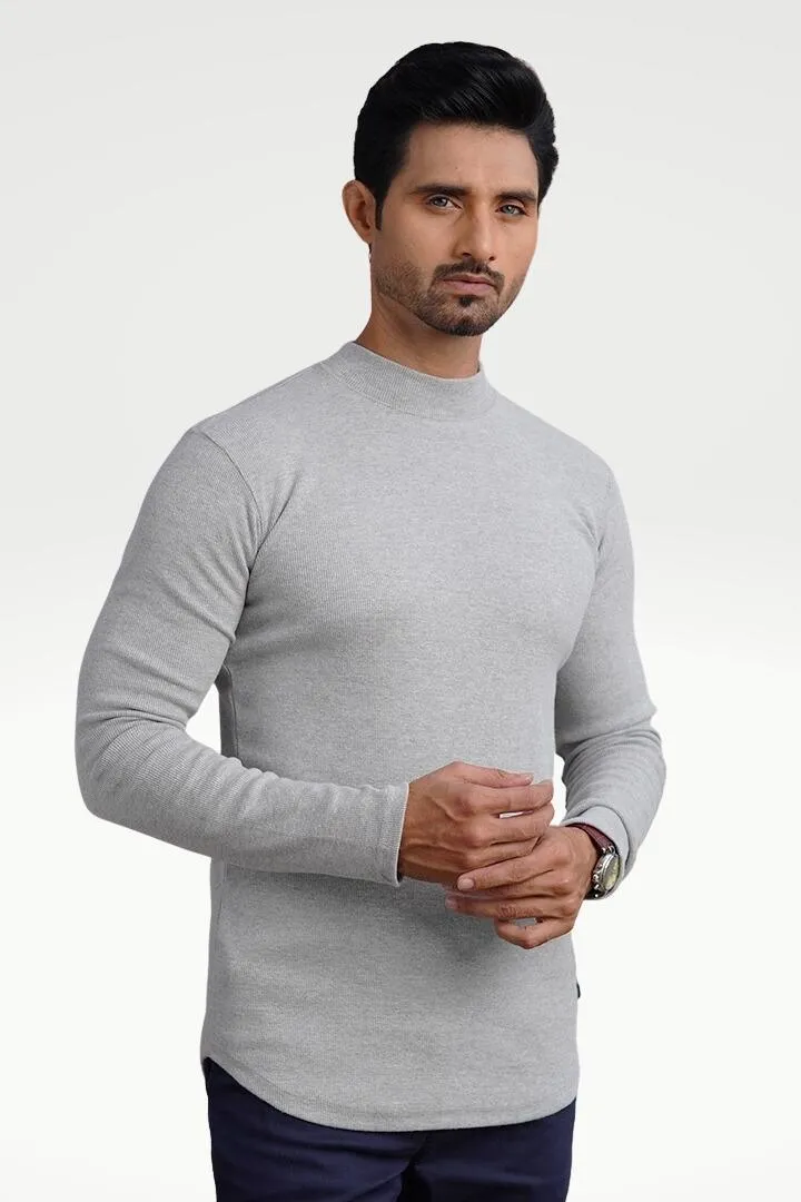 Cozy Misty Silver Mock Neck Sweatshirt for Ultimate Comfort and Style