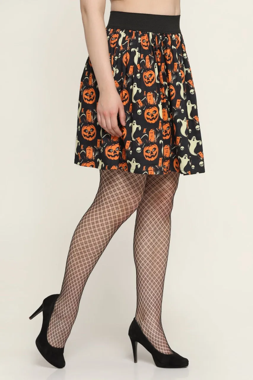 Pumpkin ghost  printed Skirt