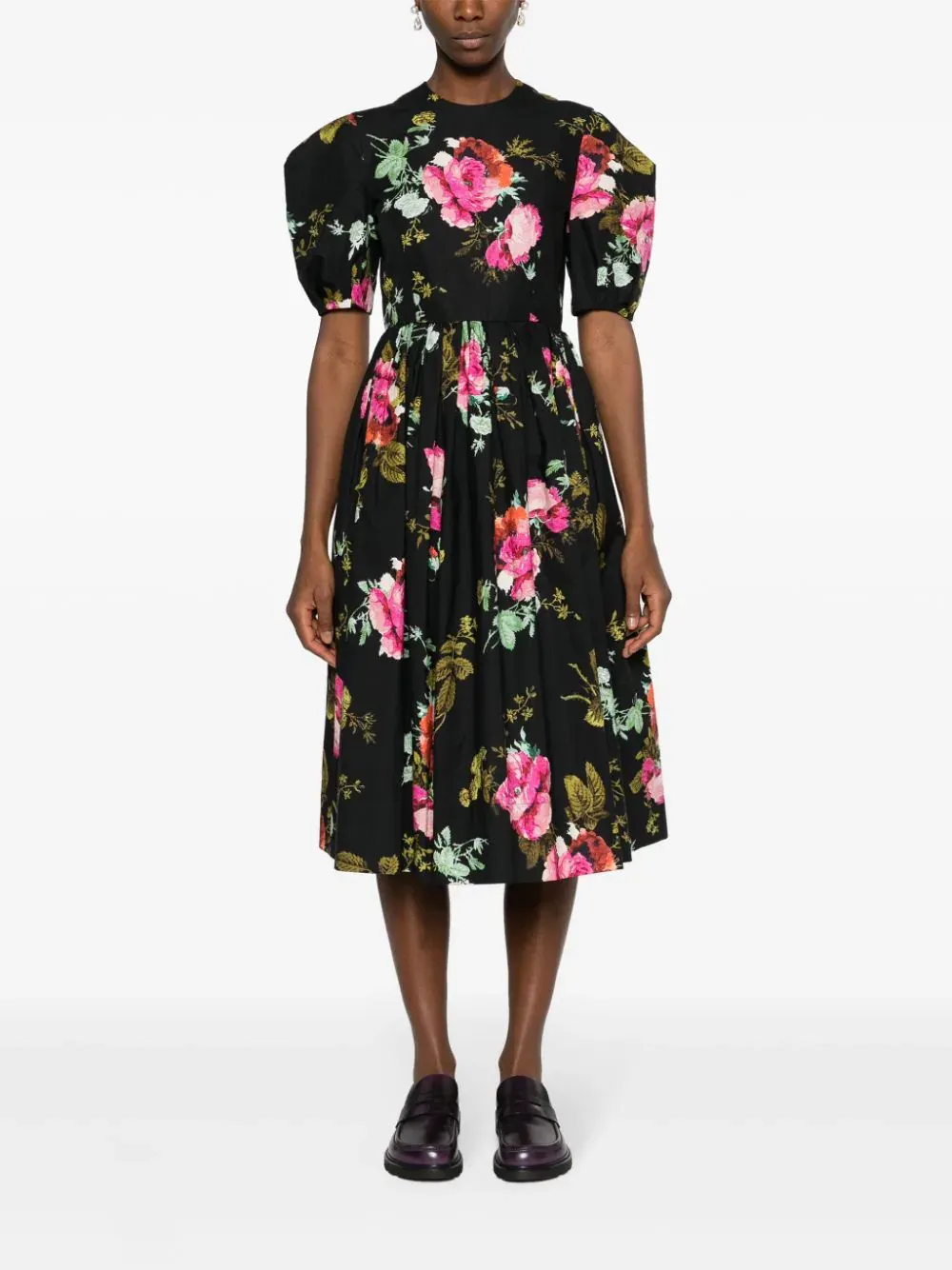 Short Sleeve A Line Midi Dress
