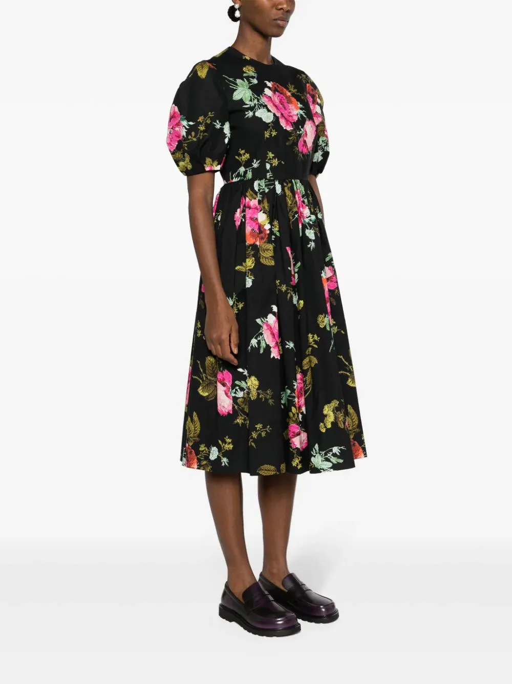 Short Sleeve A Line Midi Dress