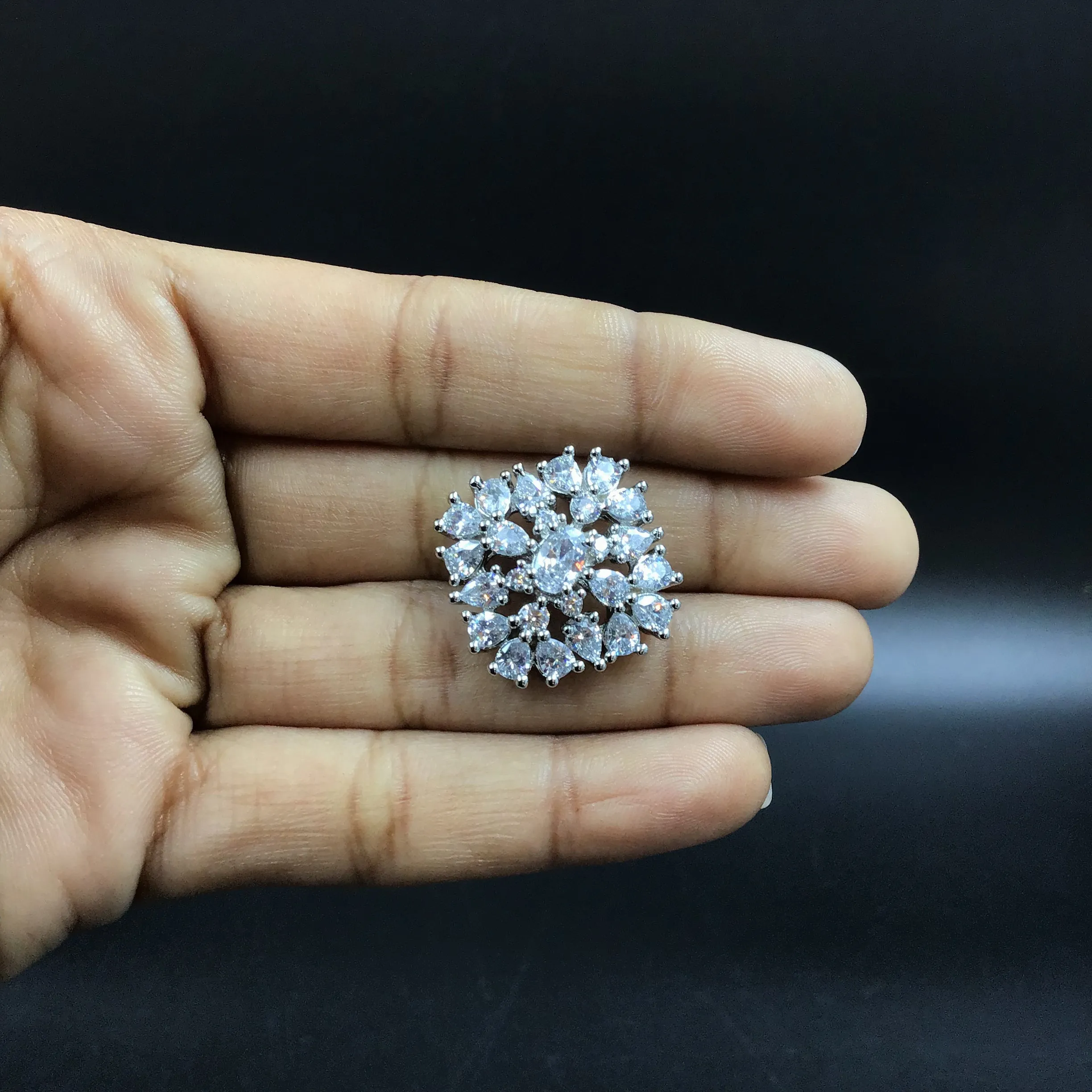 Silver Polish Zircon/AD Earring 2373-6438