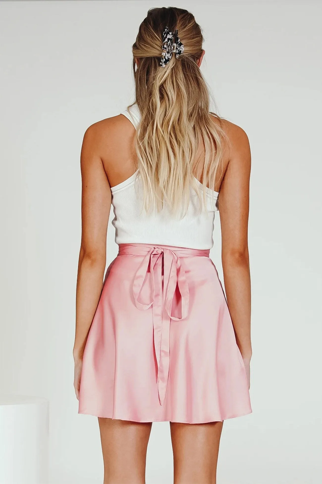 Solid Color Lace Up Mini Skirt