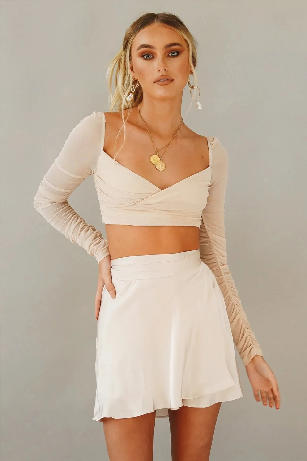 Solid Color Lace Up Mini Skirt