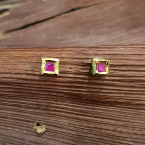 Square Kundan Ruby Color Tops/Studs 6510-1225