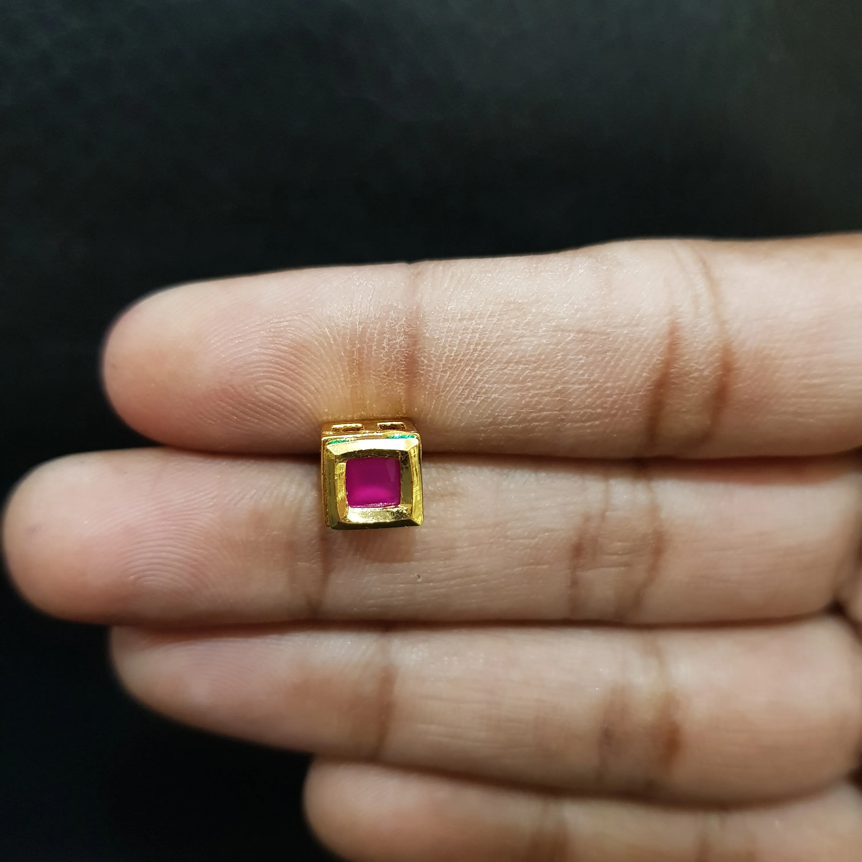 Square Kundan Ruby Color Tops/Studs 6510-1225