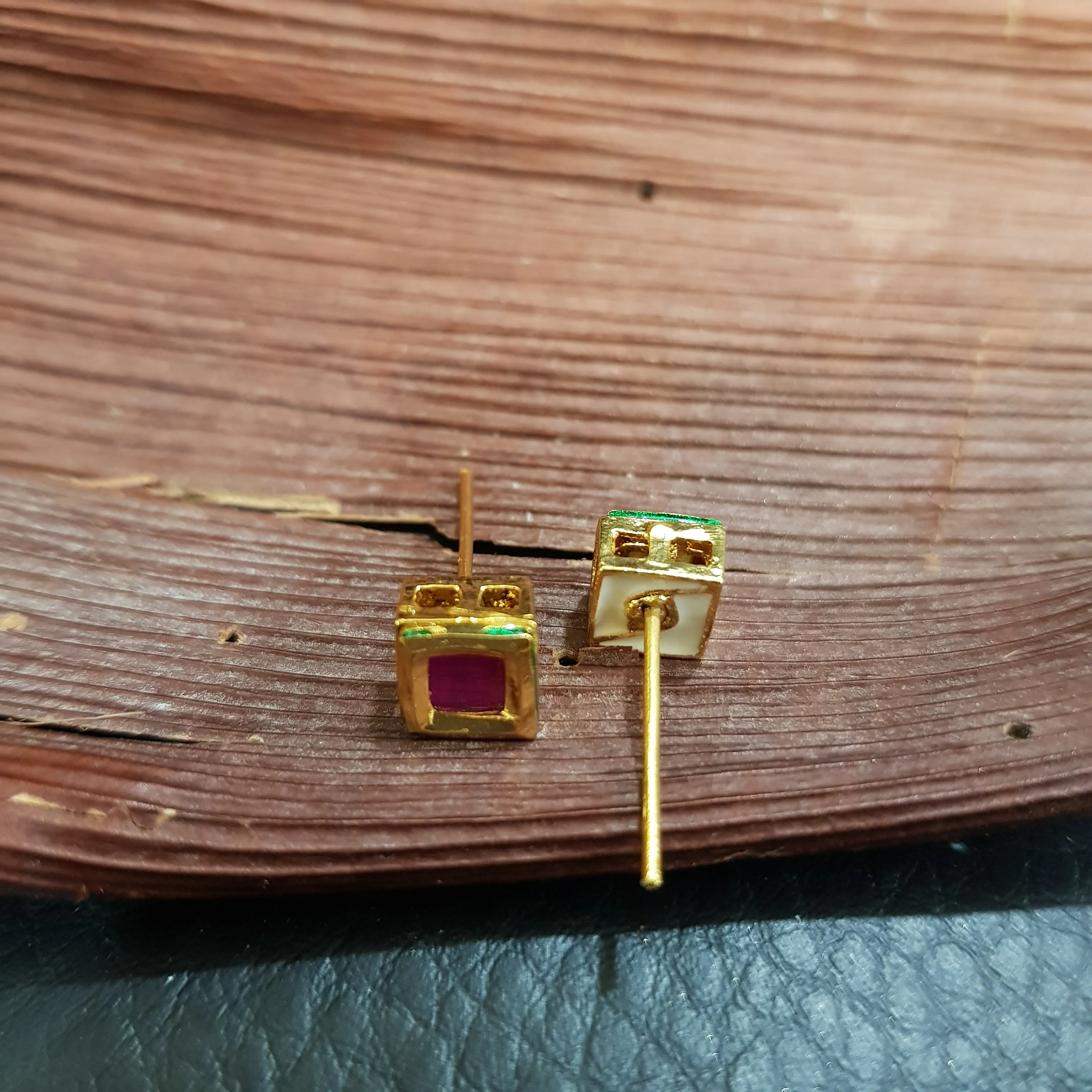 Square Kundan Ruby Color Tops/Studs 6510-1225