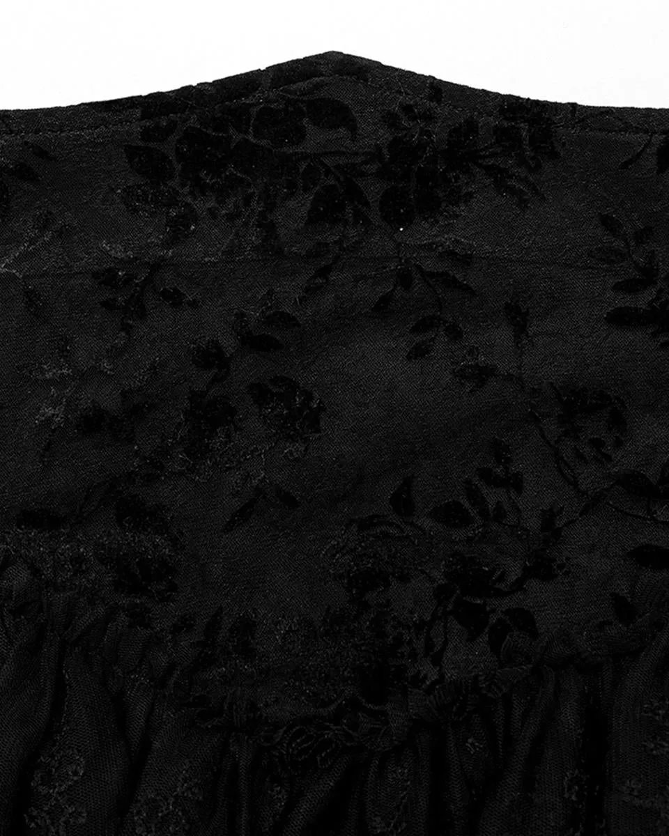 WQ-629 Dark Decadence Flocked Lace Gothic Maxi Skirt