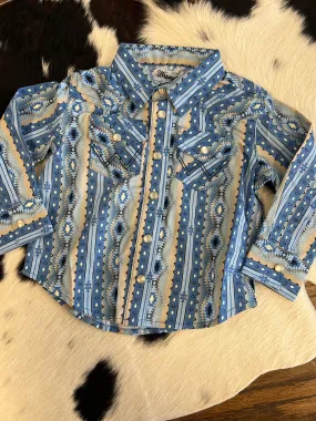 WRANGLER BOYS WESTERN SHIRT (BLUE/TAN)